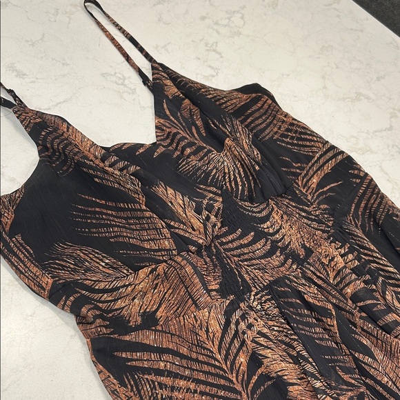 City Chic Elegant Black and Brown Leaf Print Maxi Dress XL - Picture 8 of 15